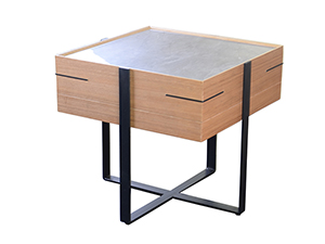 Luxury Rustic Smart Wooden Side Table with Iron Leg