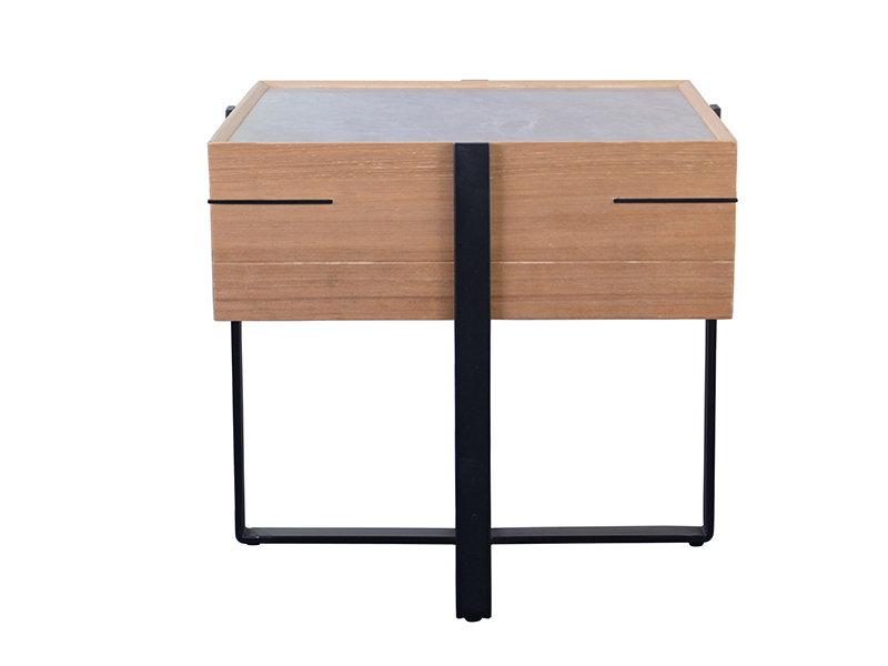 Luxury Rustic Smart Wooden Side Table with Iron Leg