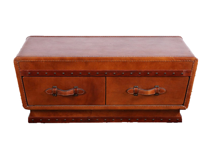 Brown Grain Leather Coffee Table