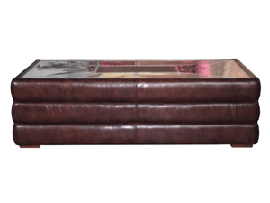 Spitfire Aluminium Top Coffee Table with Vintage Leather