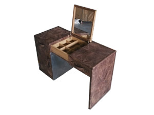 Vintage Leather Dressing Table with Mirror