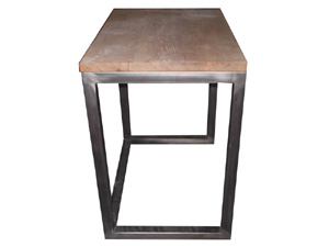 Wood Top Rustic Metal Frame Industrial Coffee Table