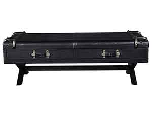 X Base Black Vintage Leather Coffee Table