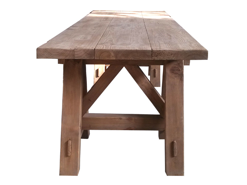 Salvaged Wood X-Base Rectangular Dining Table