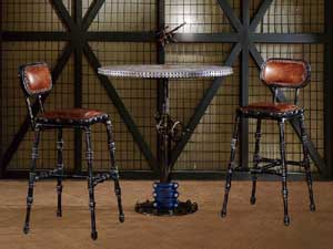 Vintage Style Aluminum Top Aviator Industrial Dining Table