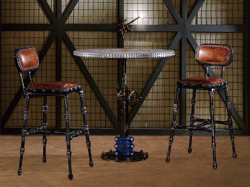 Vintage Style Aluminum Top Aviator Industrial Dining Table