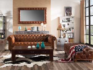 Antique Leather Aviator Coffee Table