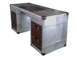 Aviator and Vintage Leather CEO Desk with Drawer