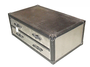 Leather Top Metal Coffee Table