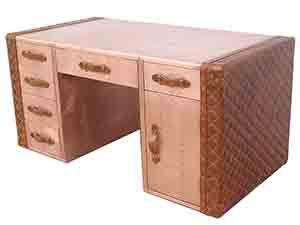 Copper and Vintage Real Cow Leather Office Desk