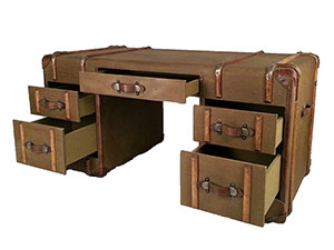 Vintage Green Canvas Office Desk