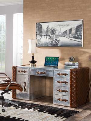 Vintage Leather Aviator Office Desk