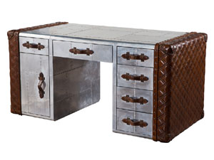 Vintage Leather Aviator Office Desk