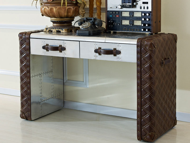 Vintage Leather Aviator Side Desk