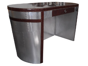 Vintage Leather Steamer Aviator Reception Desk