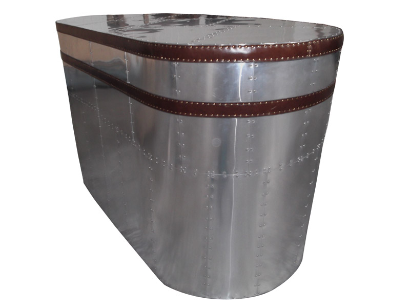 Vintage Leather Steamer Aviator Reception Desk