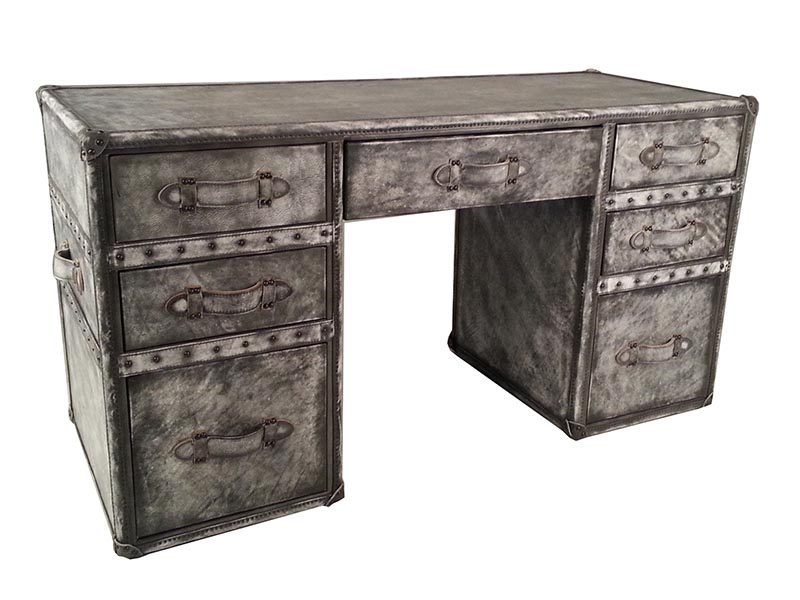 Old Grain Leather Office Desk