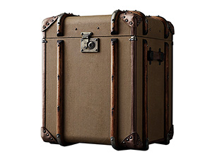 Antique Aluminum Small Side Table Trunk