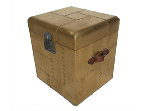 Metal Brass Trunk With Storage