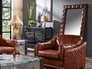 Crocodile Leather Mirror Stainless Steel Chest