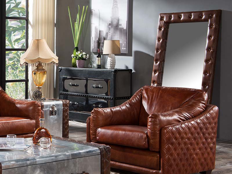 Crocodile Leather Mirror Stainless Steel Chest