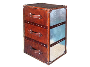 Mayfair Vintage Leather Steamer Trunk 3-Drawer