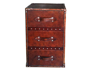Mayfair Vintage Leather Steamer Trunk 3-Drawer
