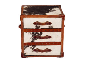 Pony Skin Leather Trunk 3 Drawers