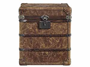 Rattan and Vintage Leather Side Trunk