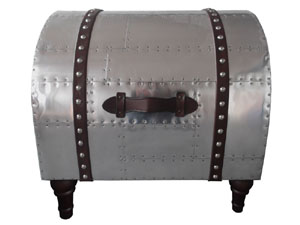 Round Edge Aviator Small Trunk with Wood Leg