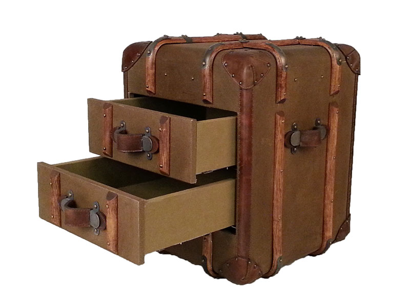 Canvas Side Lamp Table With Rattan