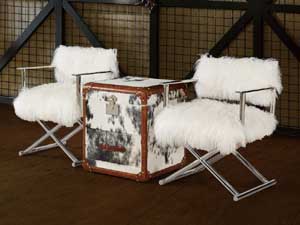 Vintage Cow Hide Leather 2 Drawers Trunk