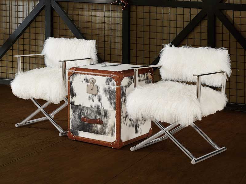 Vintage Cow Hide Leather 2 Drawers Trunk