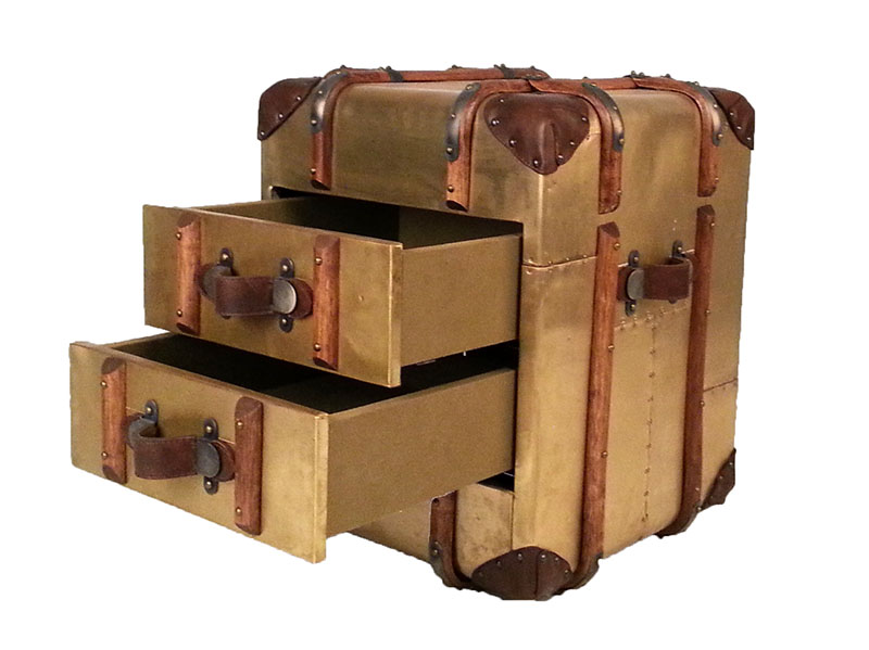 Vintage Jet Brass Side Lamp Table With Rattan