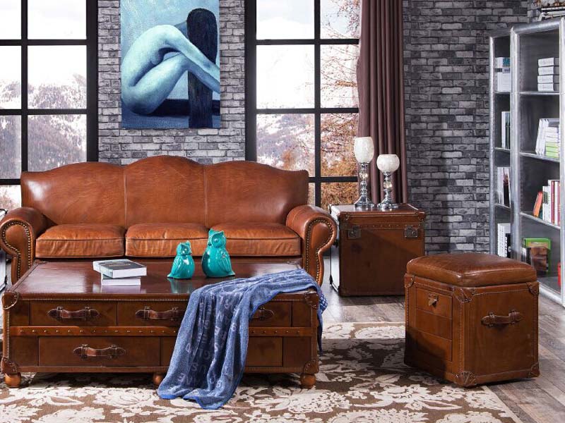 Vintage Leather Side Trunk