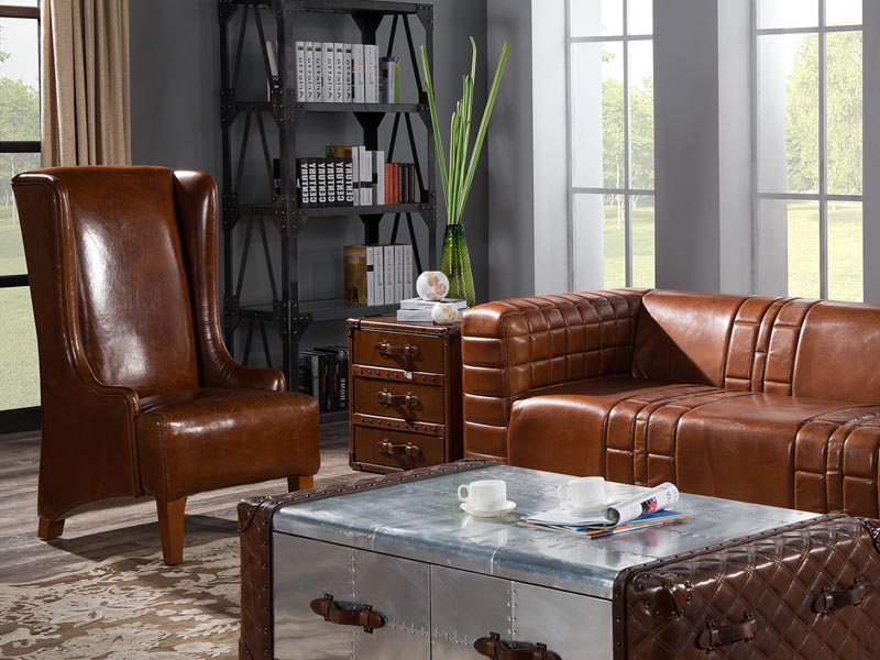 Vintage Leather Trunk 3 Drawers