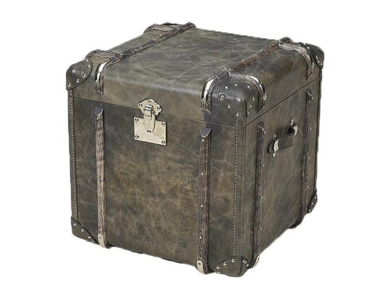 Vintage Old Grain Leather Small Side Table