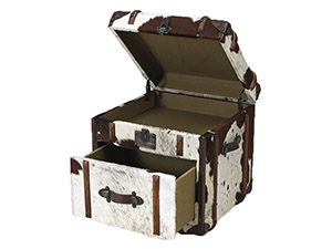 White Brown Pony Sin Leather Trunk